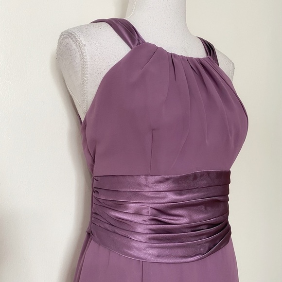 DAVID'S BRIDAL PURPLE CHIFFON SATIN BALL PROM EVENING GOWN DRESS - 6 - Picture 4 of 9